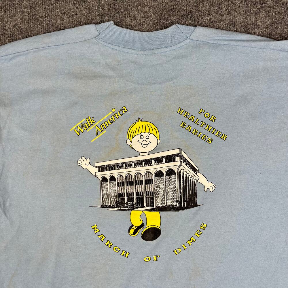 Fruit of the Loom T Shirt Mens XL Blue Bank of Gonzales 1996 Vintage USA